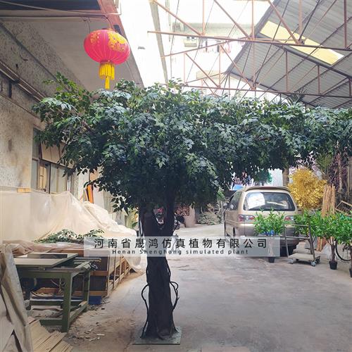 仿真榕树定制盆景大型假树玻璃钢包柱子榕树叶商场装饰假榕树