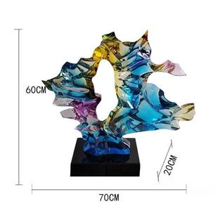 饰艺术品新型花纹交叉时尚 仿琉璃雕塑抽象家居装 桌面摆件透明雕塑