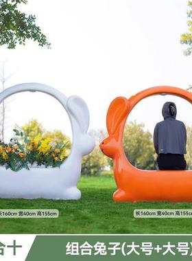 创意玻璃钢花篮雕塑户外园林景观公园庭院房地产小区草坪造景摆件