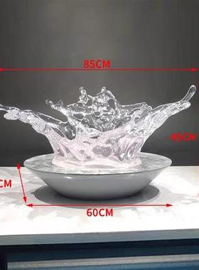 现代轻奢透明树脂落地浪花雕塑酒店售楼处样板间水滴吊饰装饰摆件