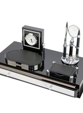 老板办公室桌面文台笔筒摆件木质商务台历架经理S现代定制收纳简