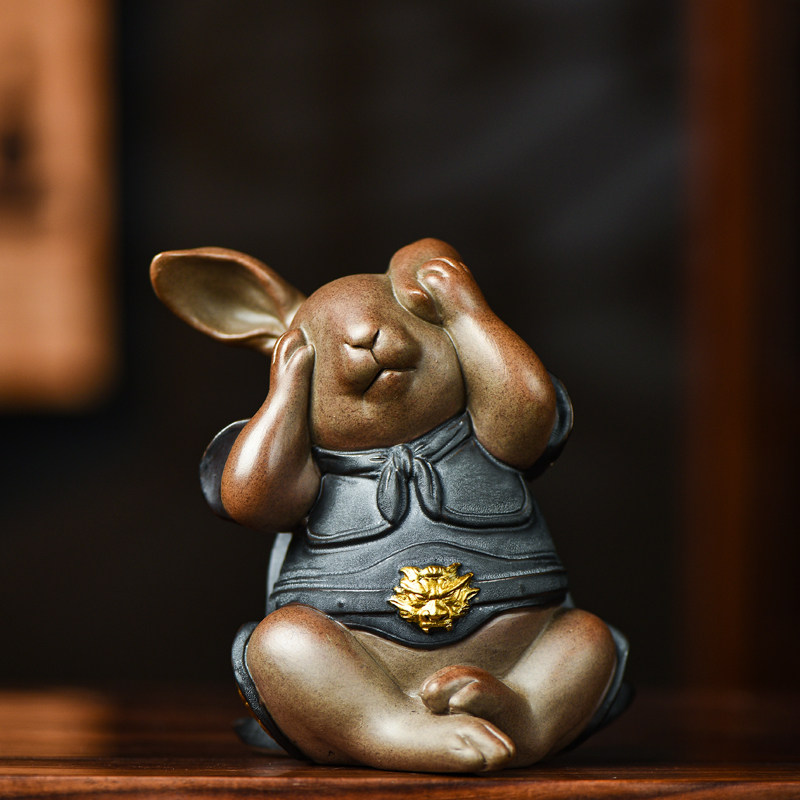 新款新中式d家用桌面陶瓷招财兔可B爱个性生肖兔摆设兔年送礼招财,家居饰品,桌面摆件,淘宝优惠券,粉丝福利购,淘宝优惠卷