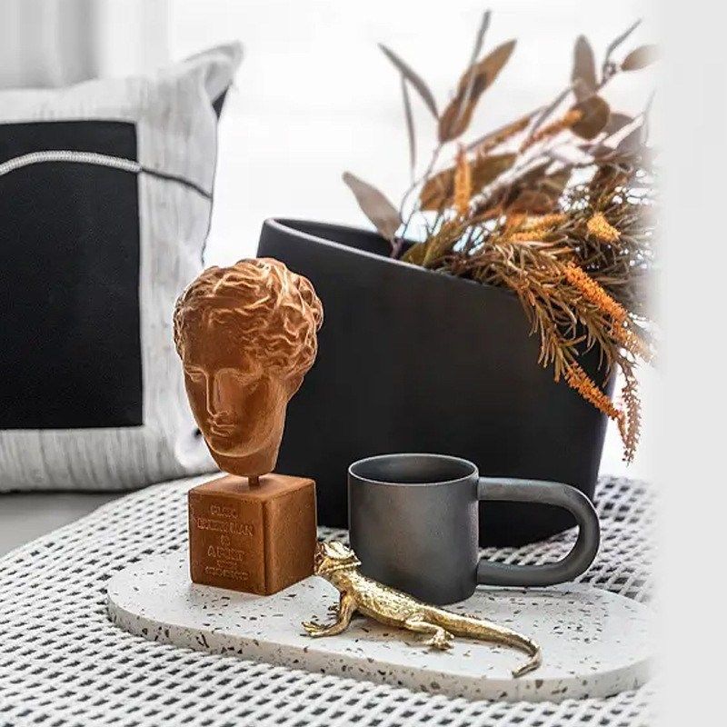 简约现代橙色植绒l树脂女神玻璃花瓶样板间售楼处客厅软装饰品摆,家居饰品,桌面摆件,淘宝优惠券,粉丝福利购,淘宝优惠卷