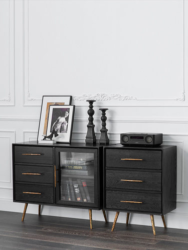 北欧实木客厅储物斗柜美式轻奢卧室抽屉收纳柜现代U简约厨房餐边