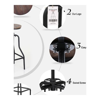 Bar Stoolf Morden Industrial Style Height Adjustable Swivel