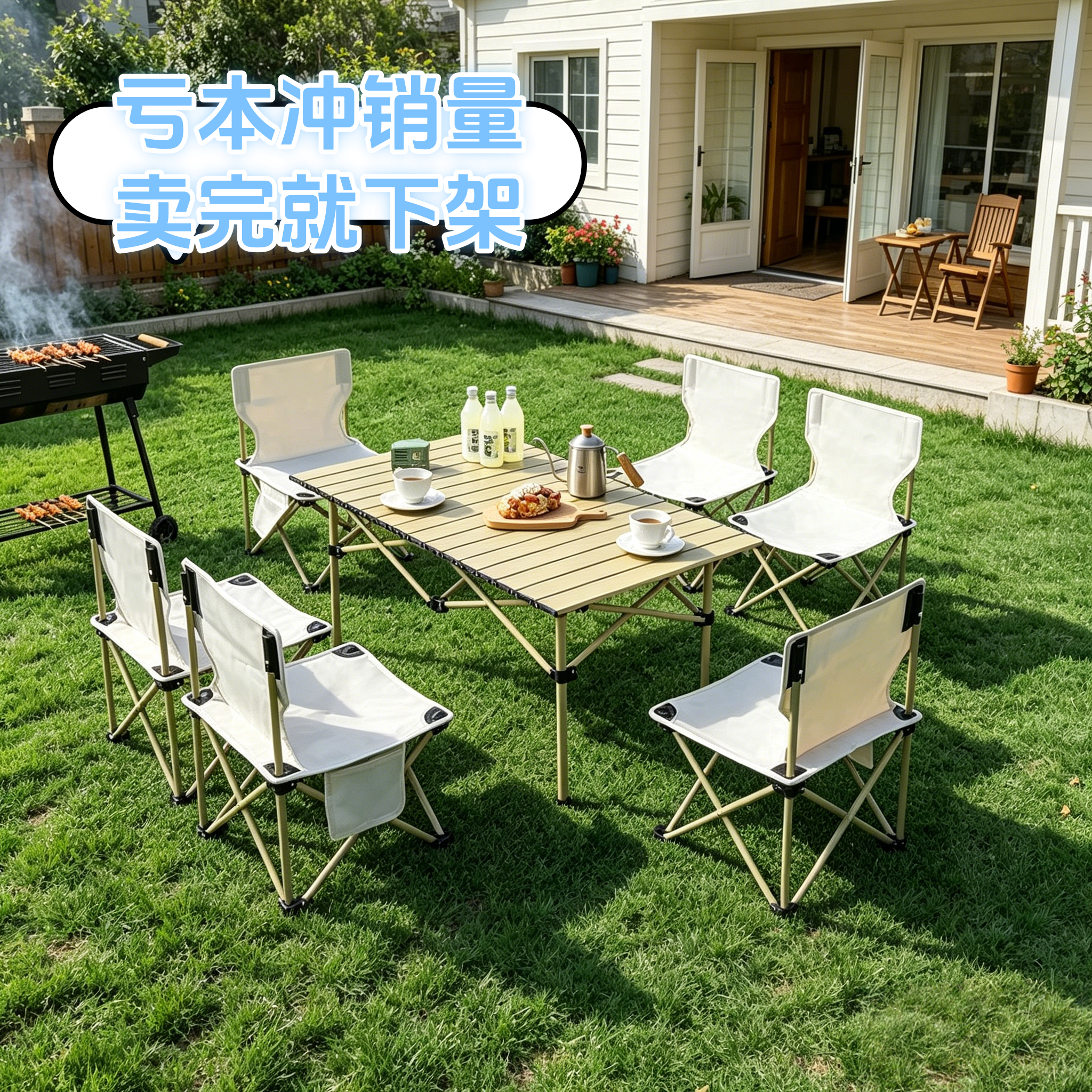 清新折叠桌椅便携式户外折叠桌子折叠桌轻便露营旅游摆摊家庭套装