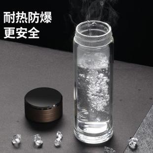 高档加厚商务水杯 玻璃茶杯个人专用耐高温茶水分离双层玻璃杯男士