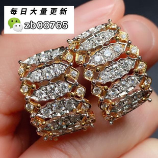 18黄KAU750金镶嵌天然钻石耳环日本中古回流珠宝首饰
