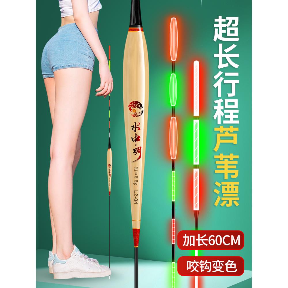 远投大物带壳芦苇浮漂夜光漂/日夜两用电子漂/高灵敏芦苇电子浮漂