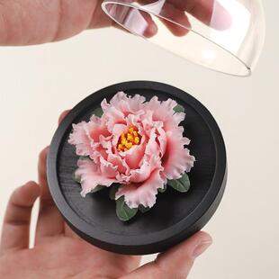 生日礼物陶瓷手捏牡丹瓷花扩香器工位茶桌客厅桌面摆件生日礼品