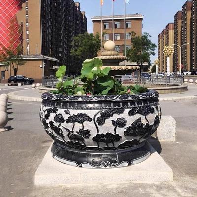 庭院门海大缸石雕鱼青石仿古水缸花盆石头荷花缸户外石缸定做