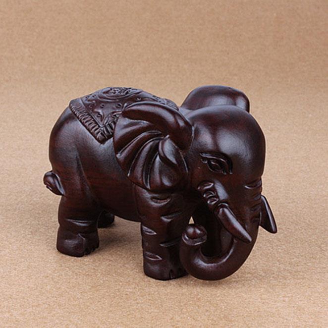 黑檀实木大象摆件一对木雕木头小象电视柜客厅家居装饰木质工艺品