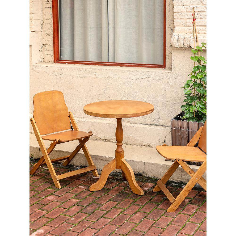 良杉慕中古桌折叠阳台户外餐桌椅大圆桌休闲覆古桌子茶几咖啡桌