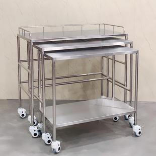 加厚不锈钢器械套台三合一手推仪器车医用手术室操作台移动打包台