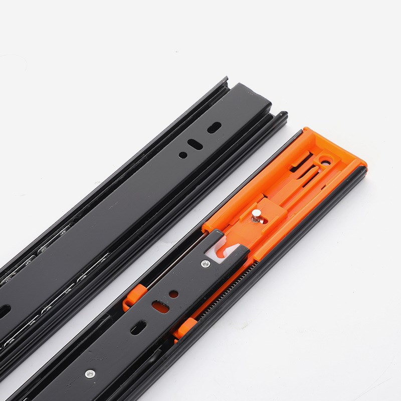 1245三节折缓冲轨道 45宽自锁液压滑道 阻尼钢珠静音抽屉滑轨