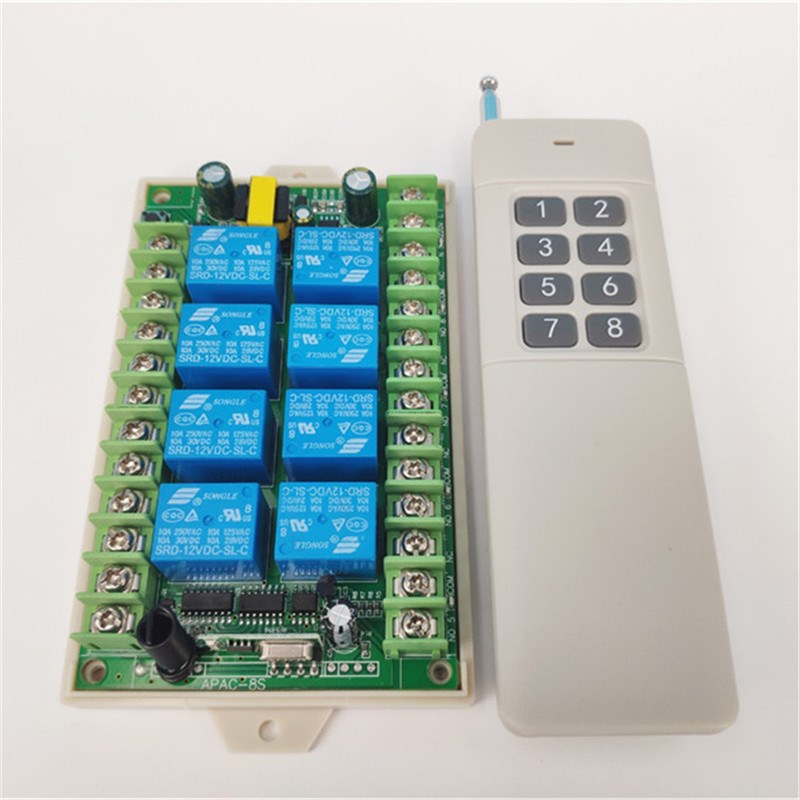 交流AC220V八路远距离无线遥控开关模组LED灯具电机8路行车控制器