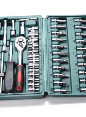 46件套汽修工具组合套装46pcs小飞1/4小快速扳手套筒现货厂家