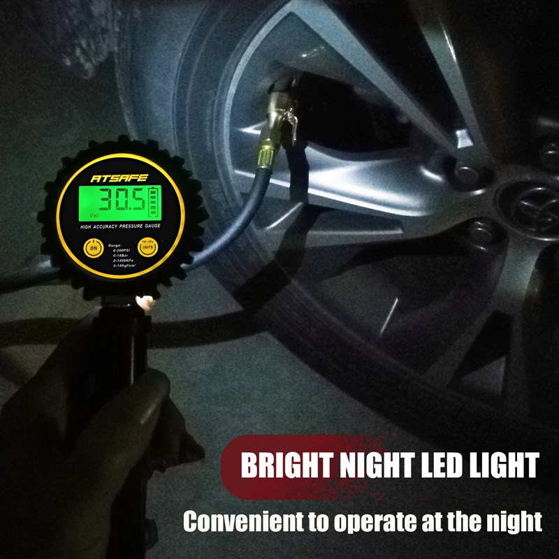 定制电子胎压表数显充气表轮胎压力表充气枪可放气式背后带灯仪表