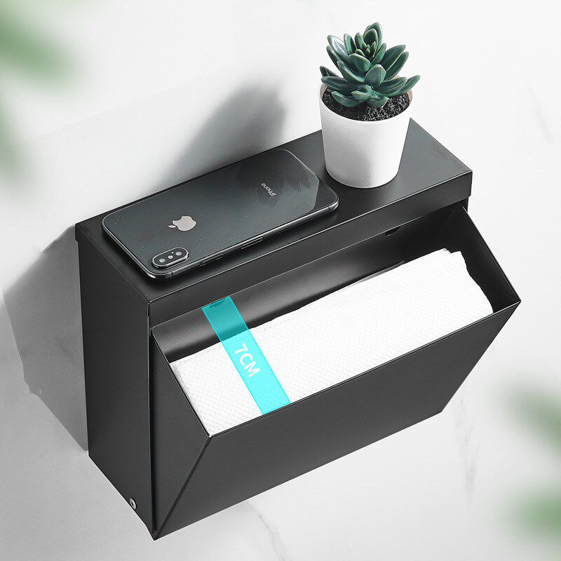 304不锈钢纸巾盒方形酒店卫生间厕所擦手纸盒纸巾架置物台防水