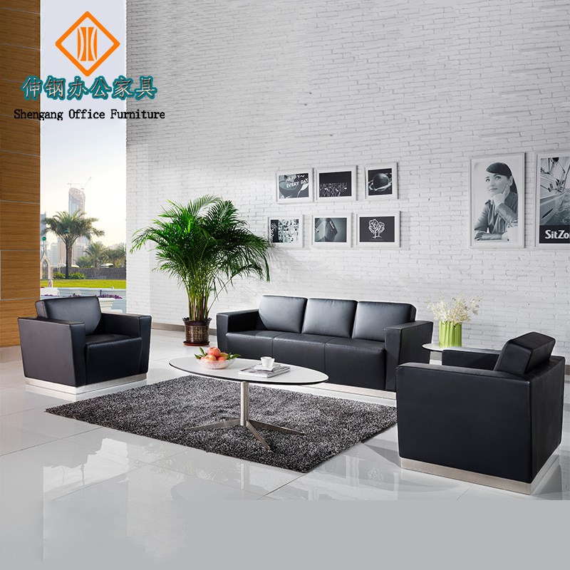 真西皮沙发茶几组合休闲创意转角客厅商务接待会客办公家具