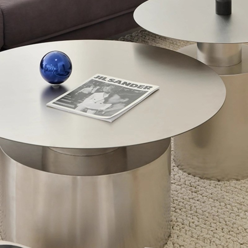 现代网红简约工业风客厅家具户外阳台304不锈钢圆桌铁艺金属茶几