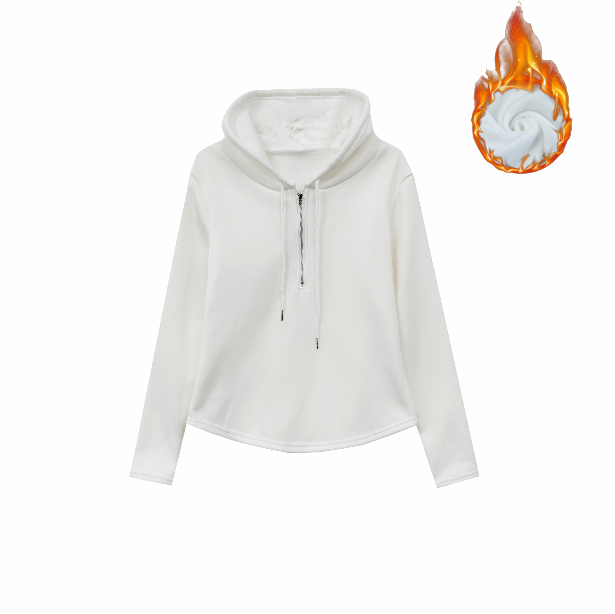 【小田tia专享】 半拉链`加绒加厚 纯色连帽打底衫卫衣