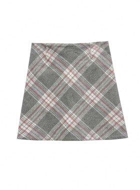 【小田tia专享】毛呢A字短裙 韩版新款高腰修身格子包臀裙女