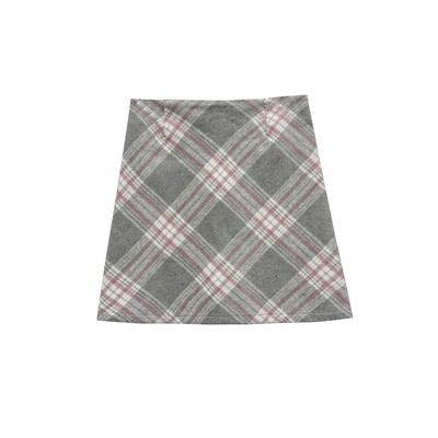 【小田tia专享】毛呢A字短裙 韩版新款高腰修身格子包臀裙女