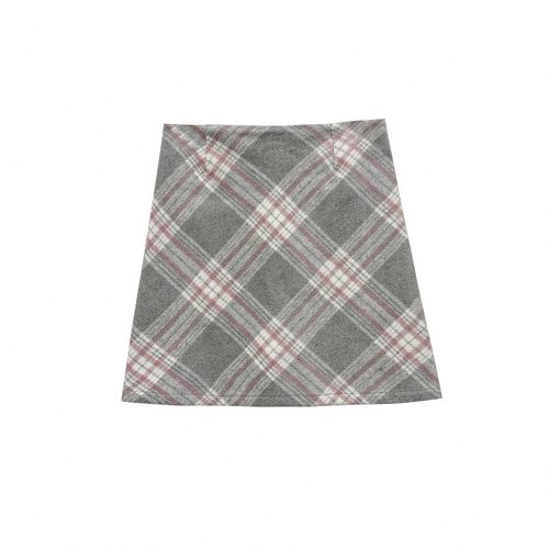 【小田tia专享】毛呢A字短裙 韩版新款高腰修身格子包臀裙女