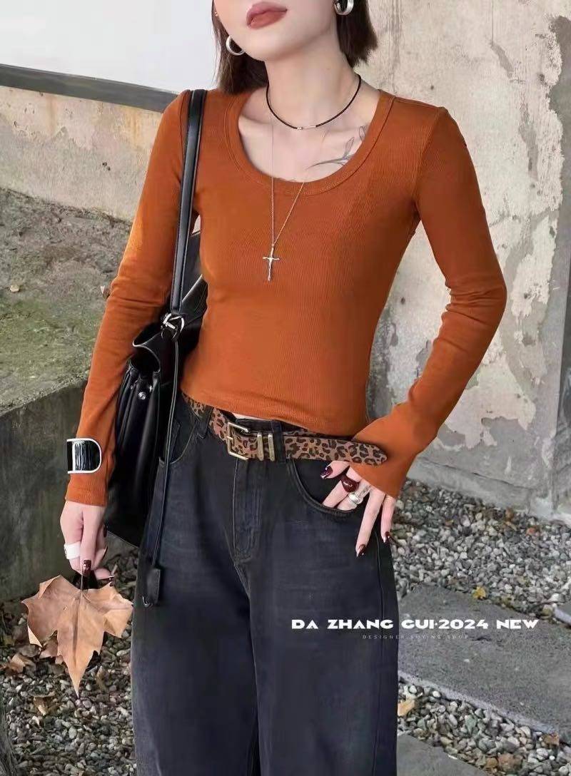 【小田tia专享】鹅蛋领~ 加绒~磨毛加厚打底衫上衣女