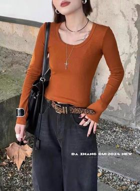 【小田tia专享】鹅蛋领~ 加绒~磨毛加厚打底衫上衣女