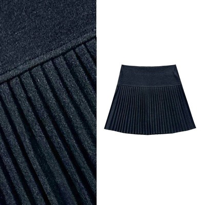 【小田tia专享】学院风百搭高腰毛呢百褶裙