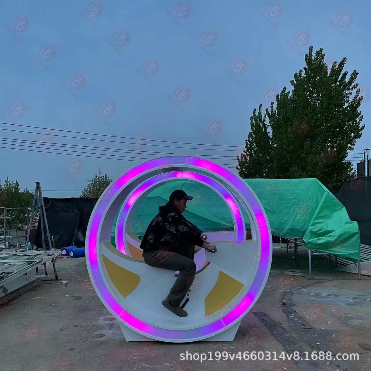 不锈钢动感自行车 景区互动脚踏发光喷泉单车装置 健身娱乐器材