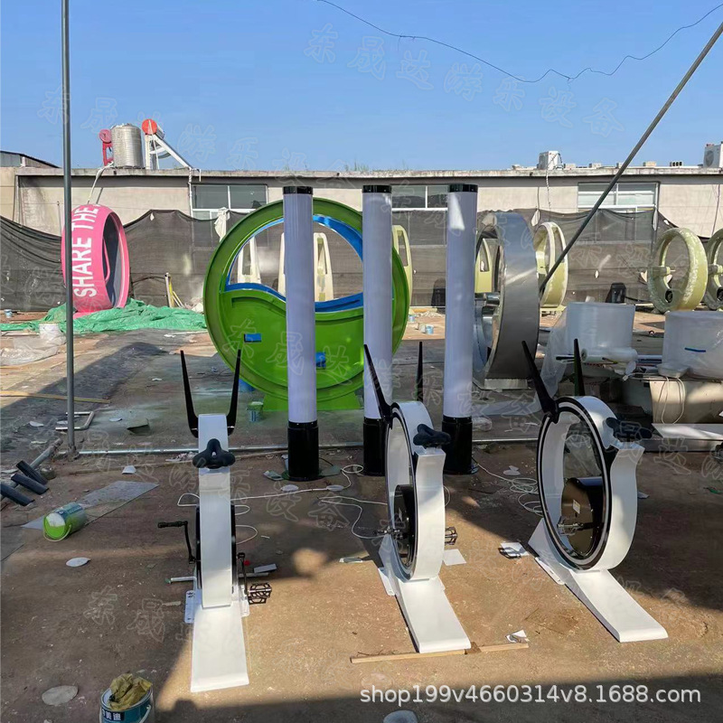 无动力迷你喷泉单车  广场动感发电不锈钢七彩流光柱商场互动竞技