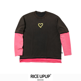 RICEUPUP“草莓巧克力”黑粉拼接刺绣长袖