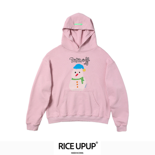 Riceupup“米雪人”小雪人印花粉色卫衣
