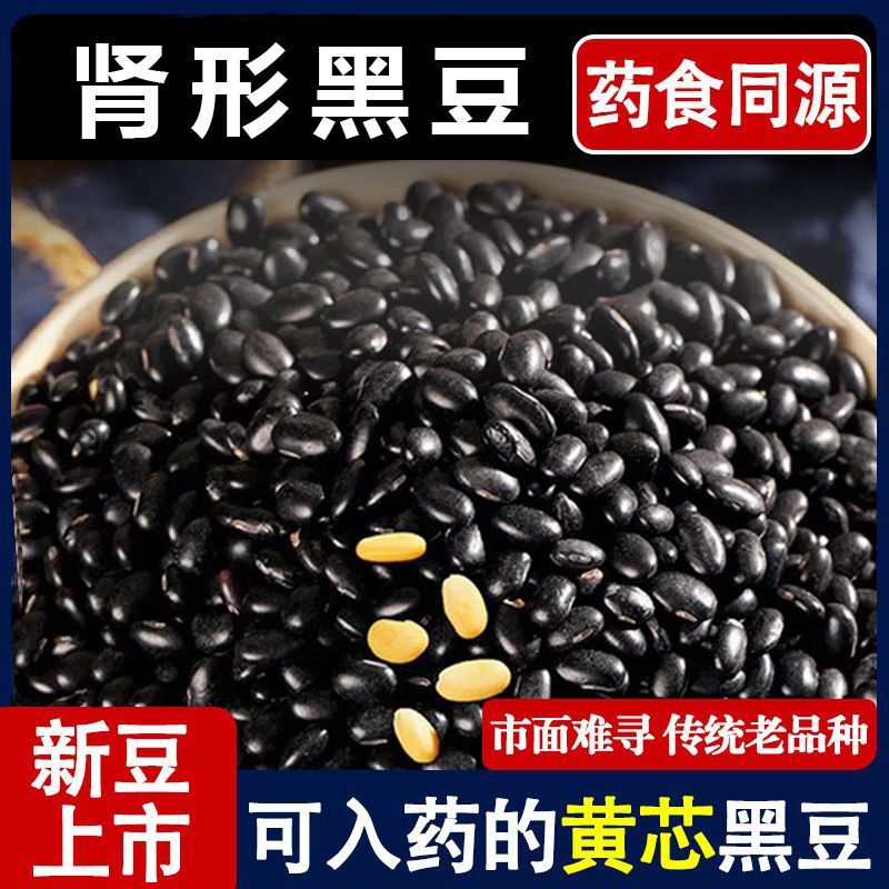 肾形黑豆陕北榆林老品种肾形黄芯农家自种五谷杂粮
