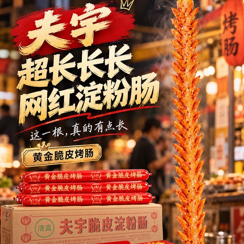 夫宇超长淀粉肠长52厘米左右