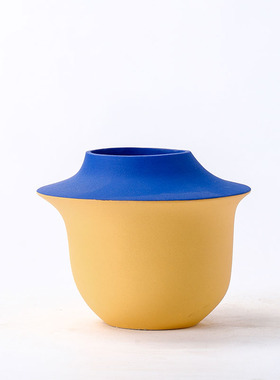 北欧现代简约小清新拼色黄白蓝黑绿彩色陶瓷花瓶家居样Z板房间摆