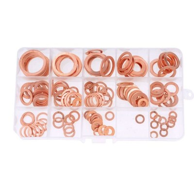 150PCS Copper Washer Gasket Nut and Bolt Set Flat RXing Seal