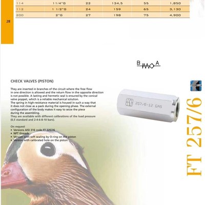 F.LLI TOGNELLA单向阀257/6-12 ,124-20-04,257/6-34,2257Z/6-100