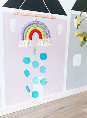 直销Macrame Rainbow Hanging Ornament with Tassels HaZndmade