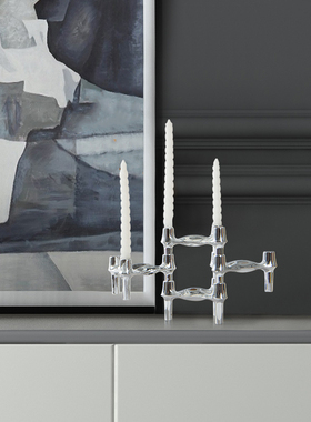 Rzone现代极简STOFF烛台北欧金属分子L组合叠加烛台样板房软装摆