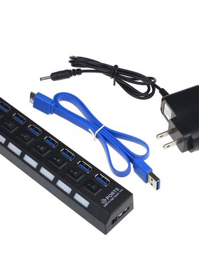 7 Port USBg 3.0 HUB High Speed With Power Adapter For PC Lap