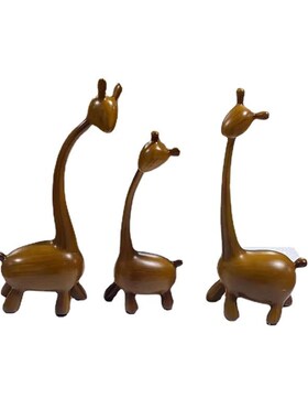 现代简约木色三只小鹿客厅家居装C饰品摆设客厅卧室树脂工艺品摆