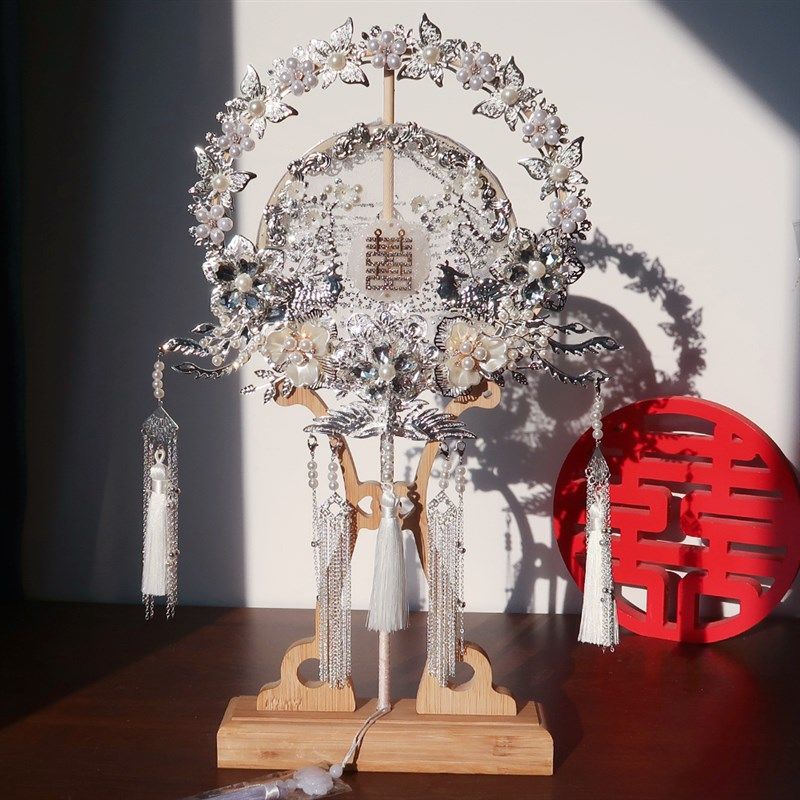 新娘团扇手工银色材料包双t面高y级成品喜扇出嫁中式秀禾服结婚扇,家居饰品,工艺扇/团扇/喜扇/折扇,淘宝优惠券,粉丝福利购,淘宝优惠卷