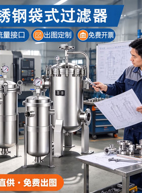 不锈钢袋式过滤器304网布袋定制款大流量家用工业用带摇臂法兰款