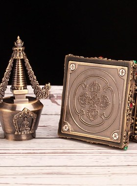 恒嘉舍利塔佛塔 合金水r晶 藏式家用佛堂供具摆件品菩提塔大中小