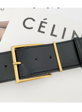 新品Womens Fashion Black WideA Belt Square Pin Buckle Imita