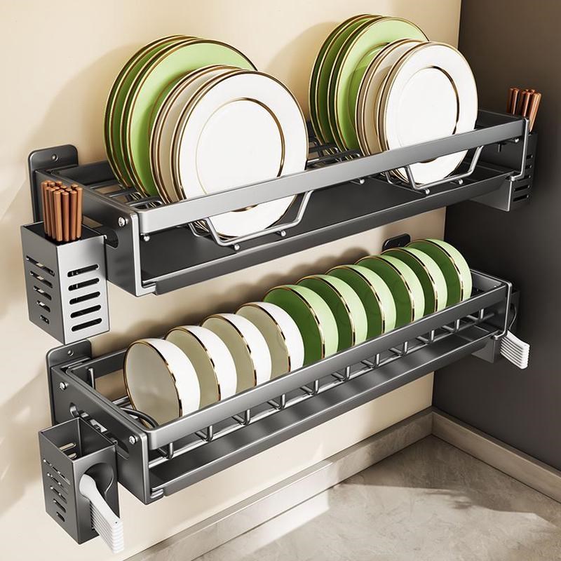 壁挂式厨房置物架双o层放碗盘筷盒碗架家用碗盘子沥水架碗碟收纳